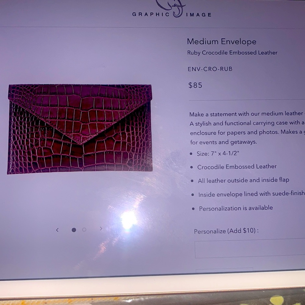 Graphic Image leather envelop. NIB